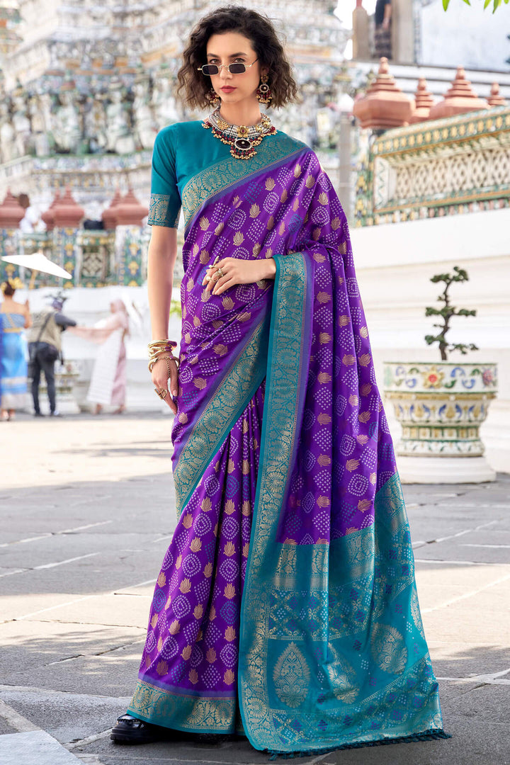 Royal Purple Zari Woven Soft Silk Saree