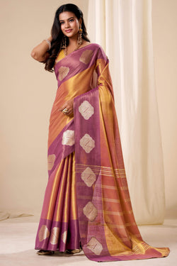 Ruddy Brown Banarasi Tissue Silk Saree