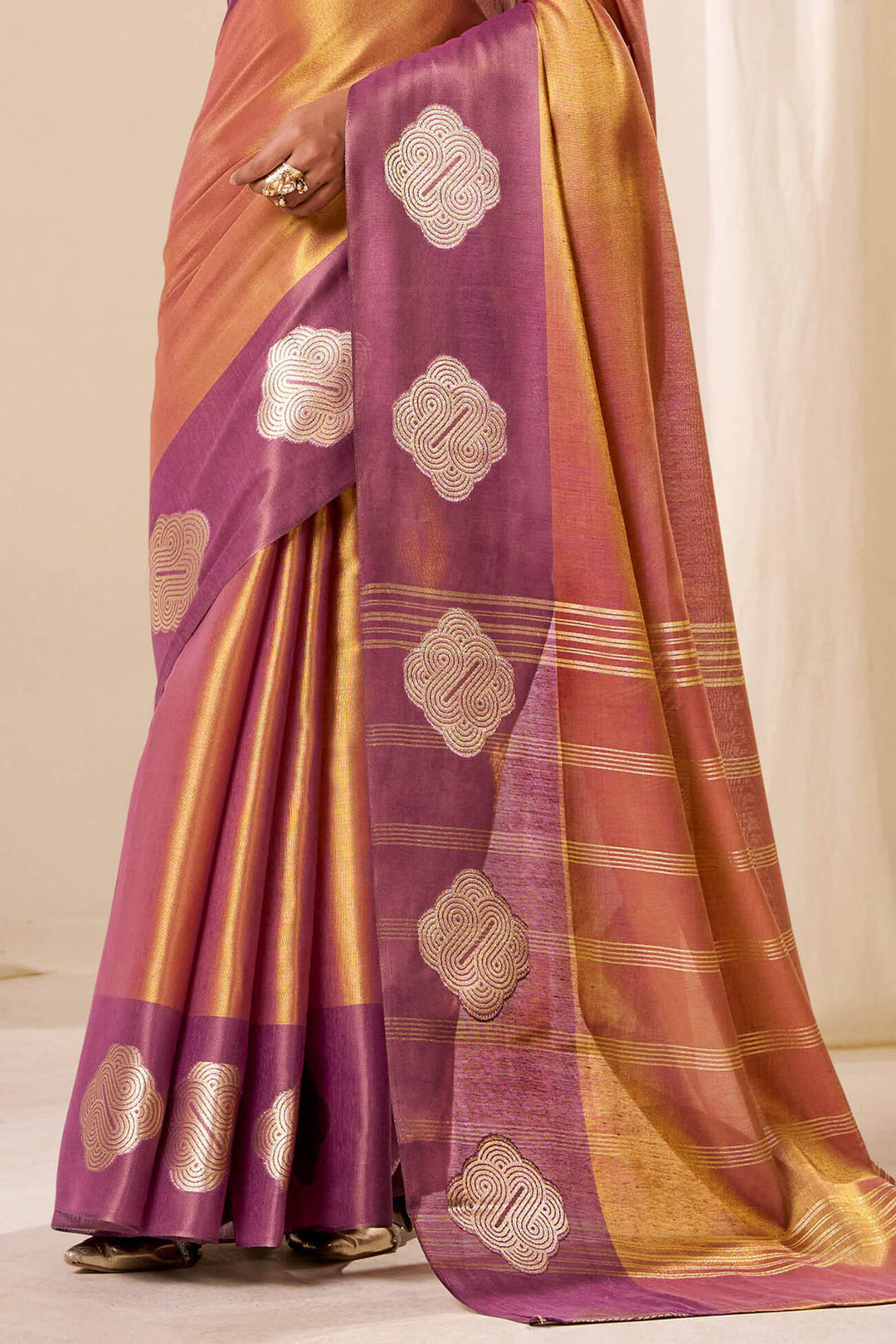 Ruddy Brown Banarasi Tissue Silk Saree