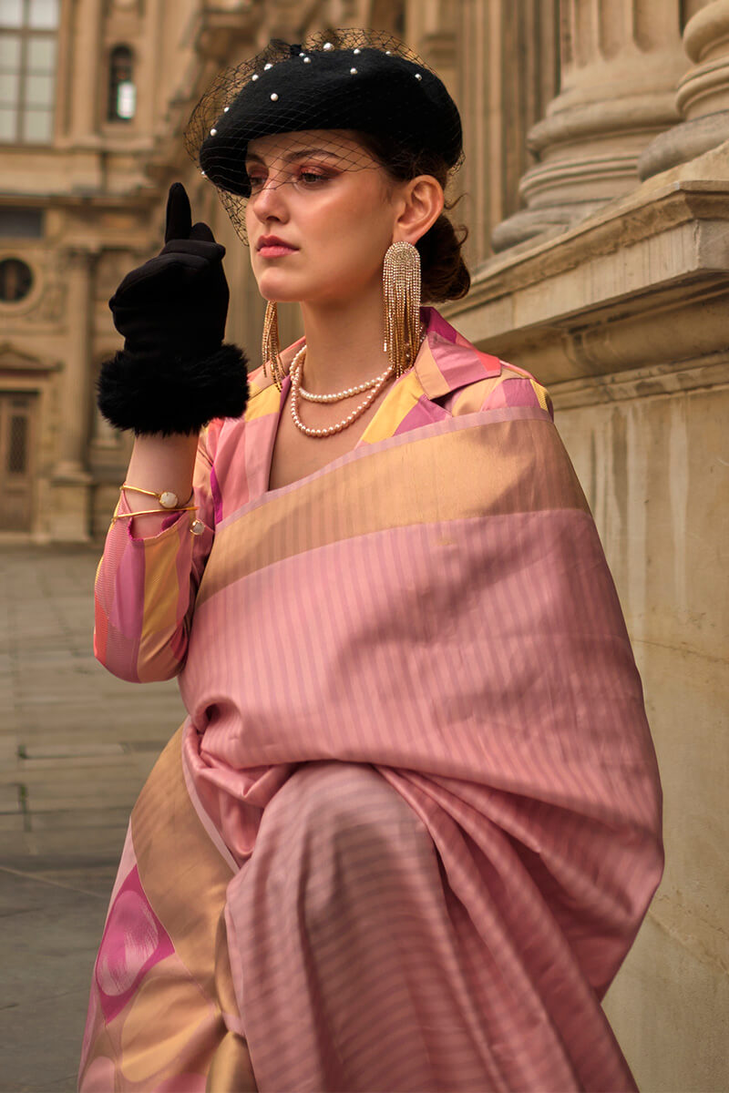 Ruddy Pink Soft Banarasi Silk Saree