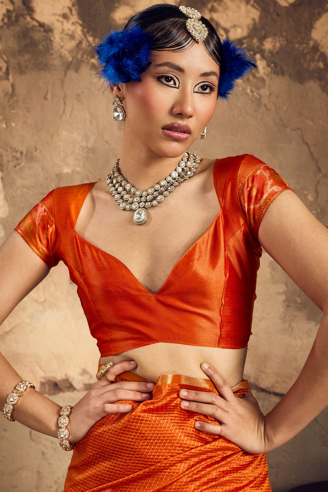 Rusty Orange Banarasi Handloom silk saree