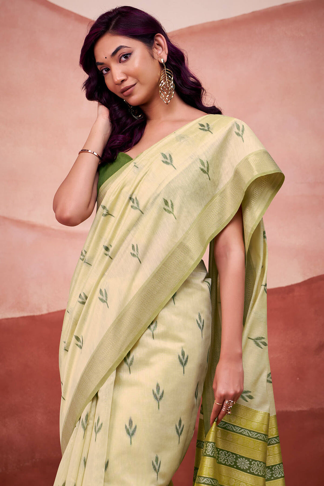 Sage Green Modal Cotton Silk Saree