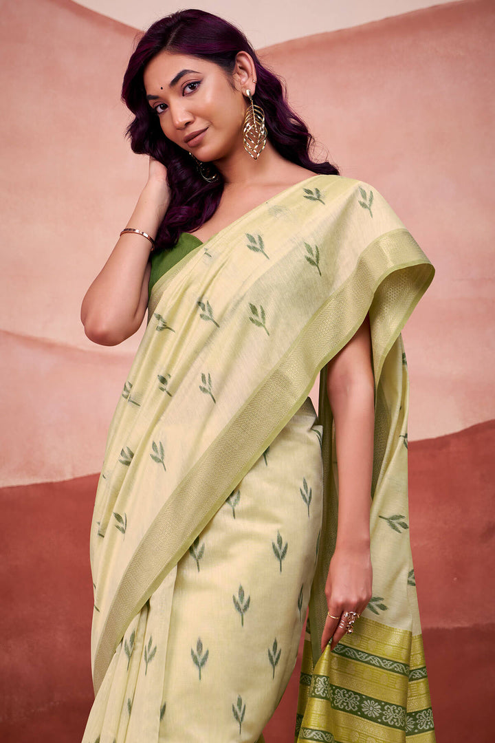 Sage Green Modal Cotton Silk Saree