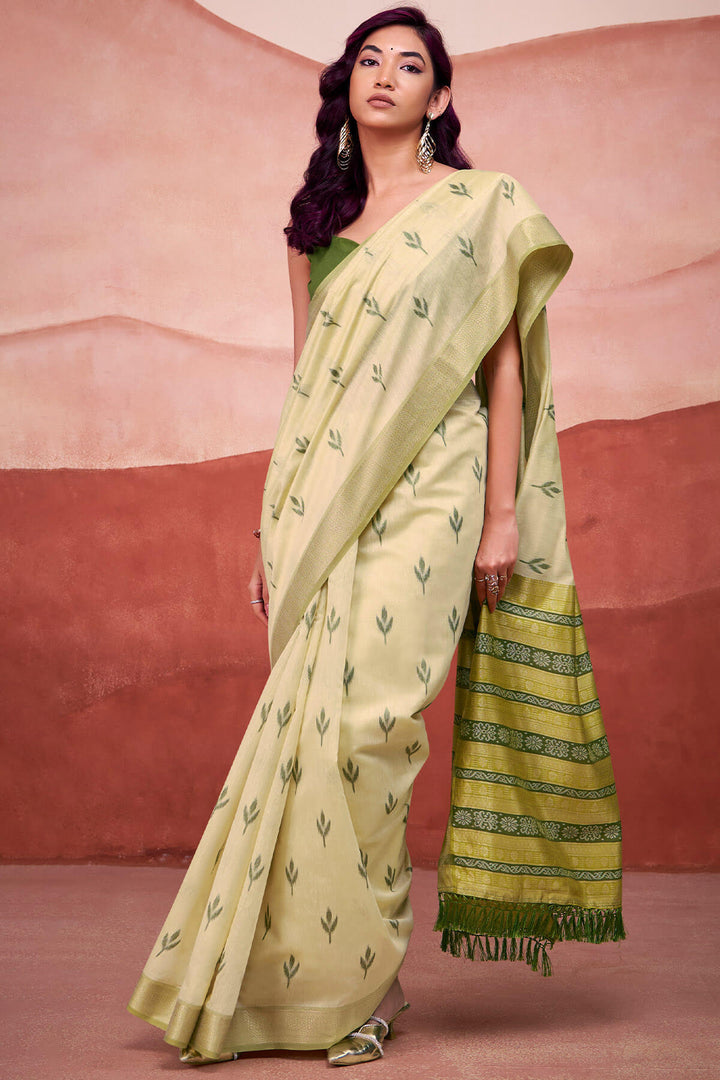 Sage Green Modal Cotton Silk Saree