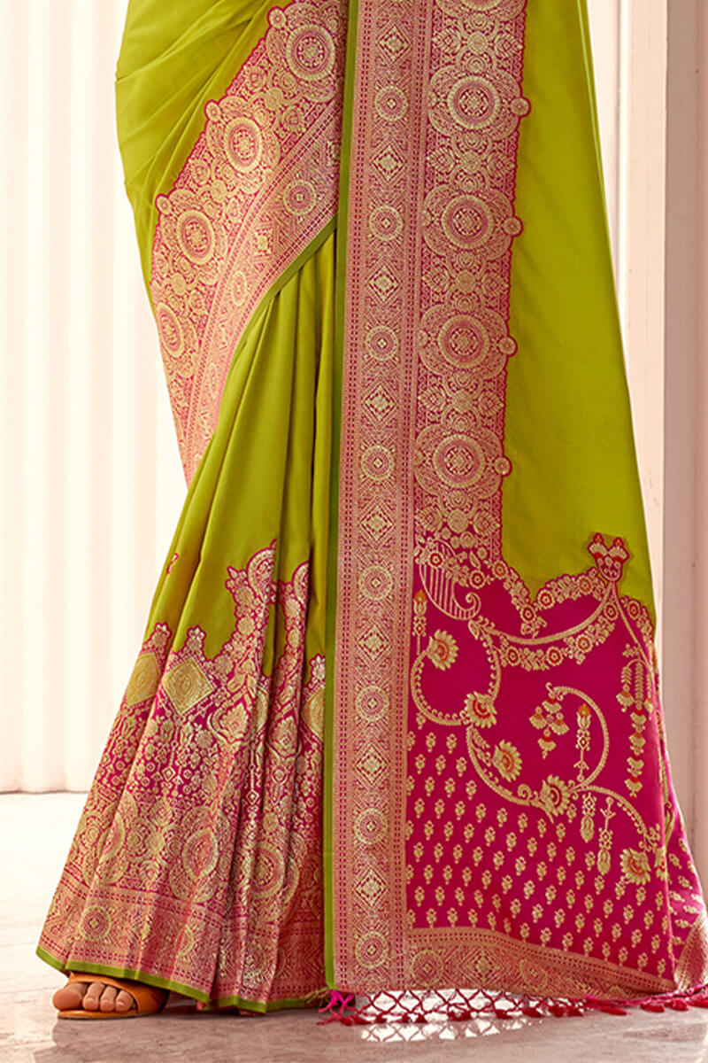 Salad Green Zari Woven Soft Banarasi Silk Saree