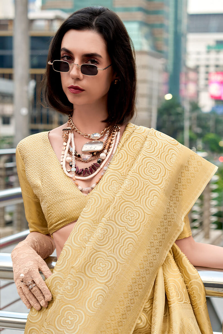 Sand Beige Kanjivaram Silk Saree