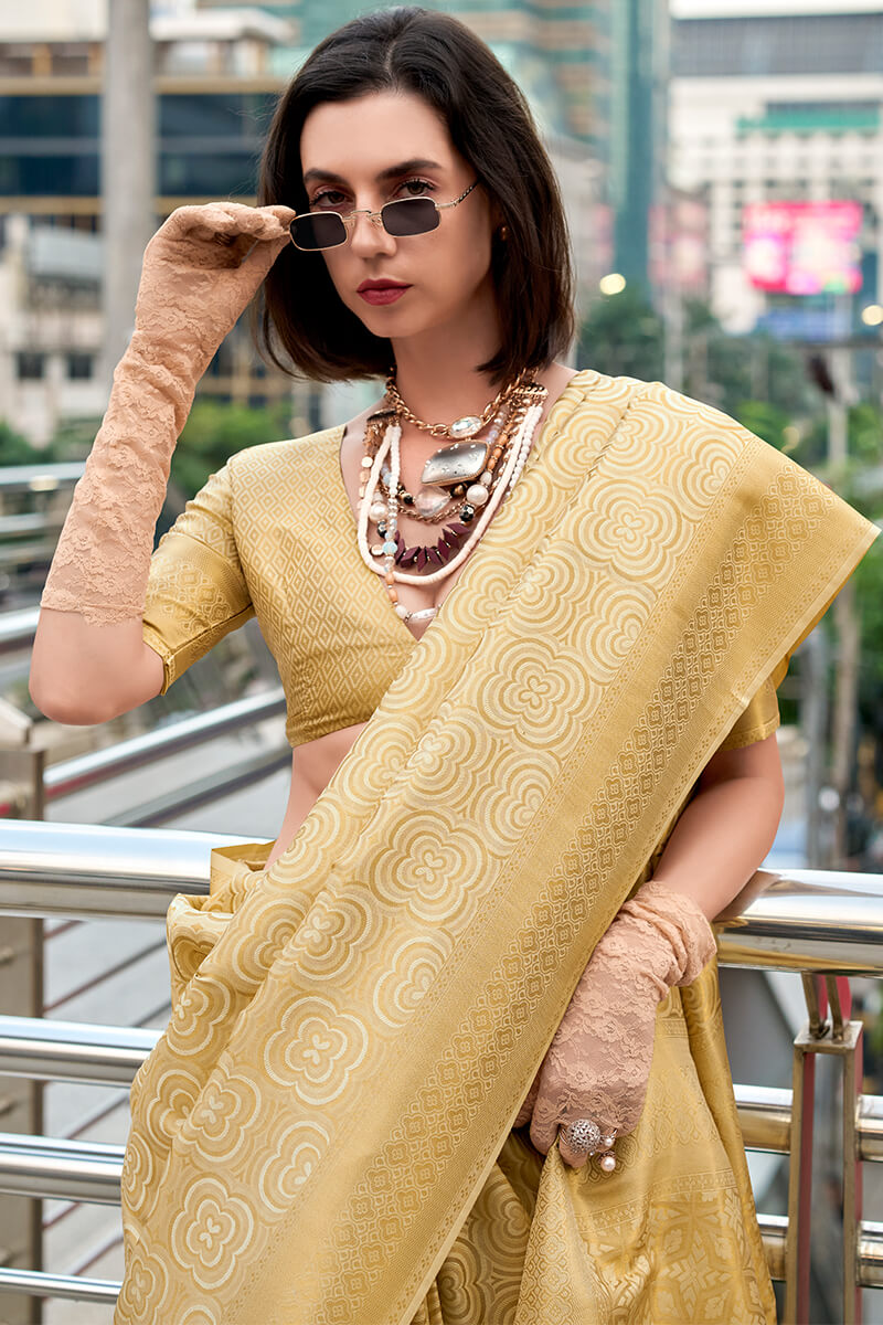 Sand Beige Kanjivaram Silk Saree
