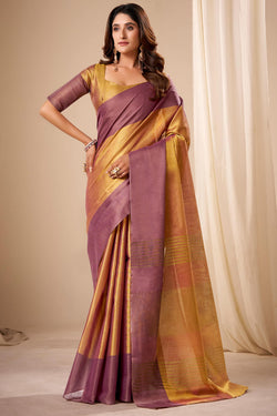 Sand Brown Banarasi Tissue Silk Saree