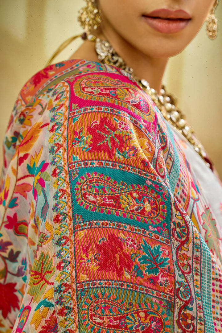 Sandstone Beige Kashmiri Modal Pashmina Silk Saree