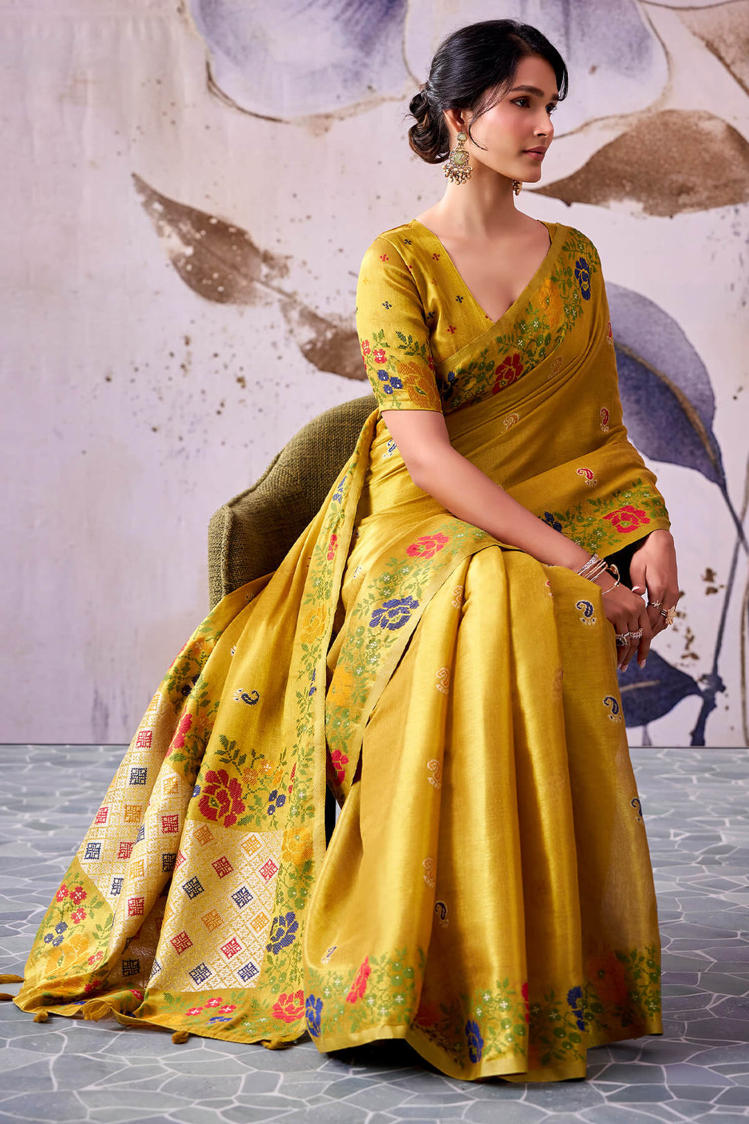 Satin Sheen Gold Zari Woven Banarasi Tissue Silk Saree