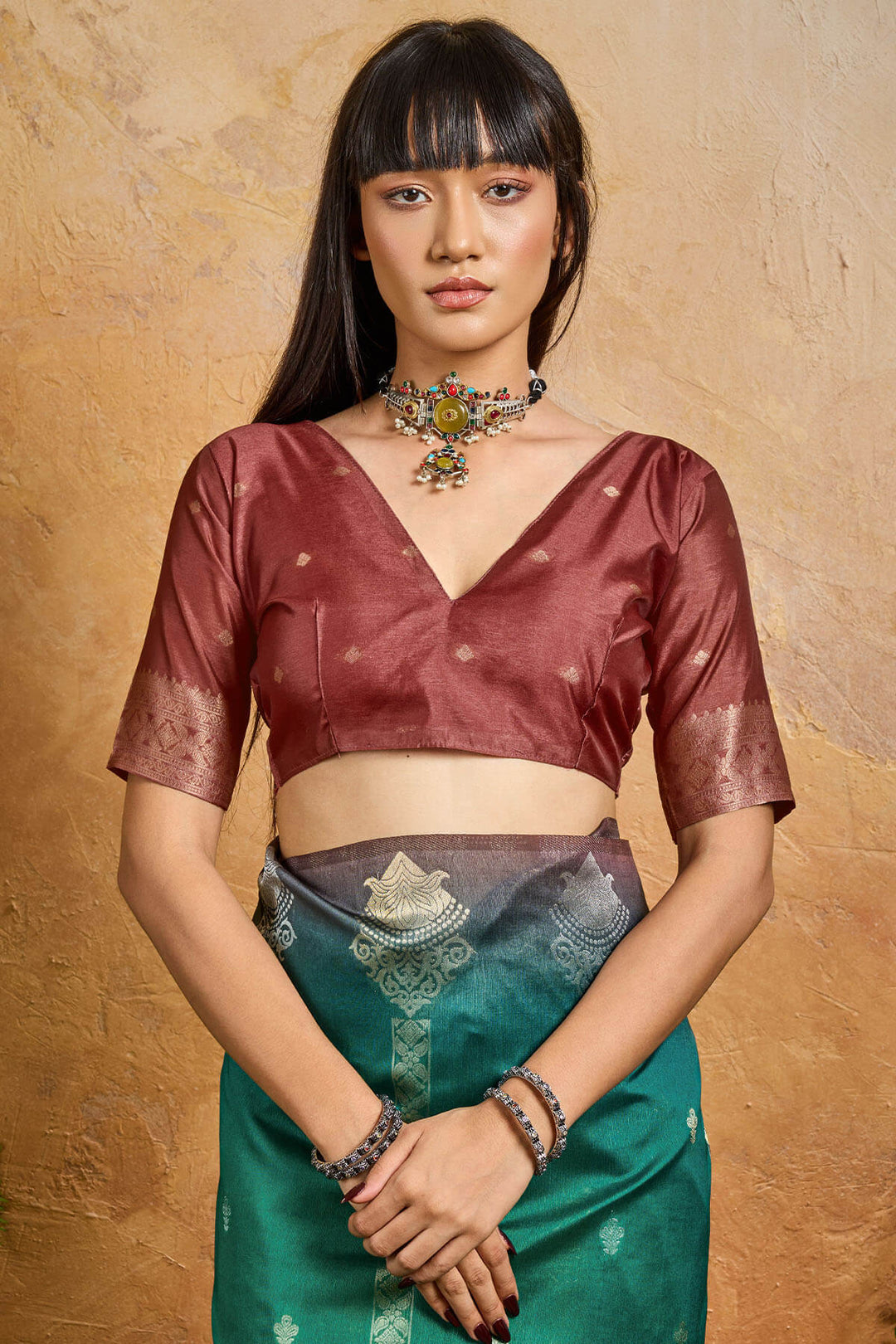 Sea Green Banarasi Paper Silk Saree