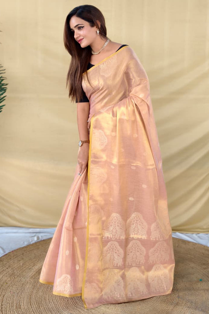 Sea Pink Banarasi Tissue Silk Saree