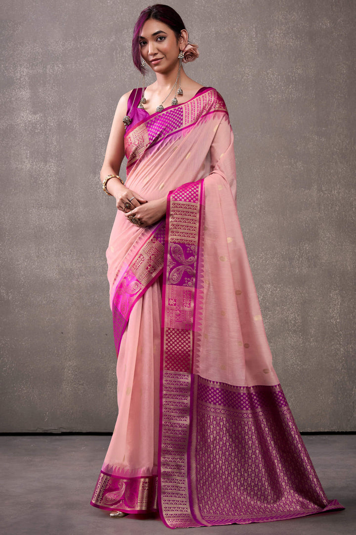 Sea Pink Cotton Modal Silk Saree