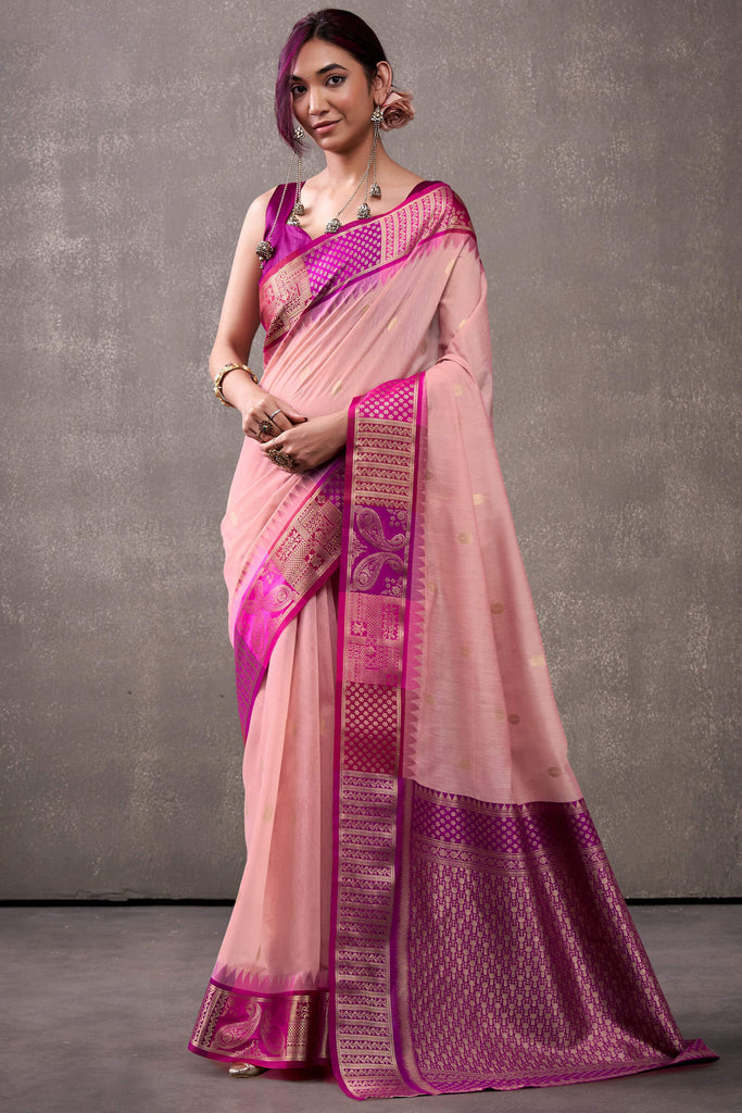 Sea Pink Cotton Modal Silk Saree