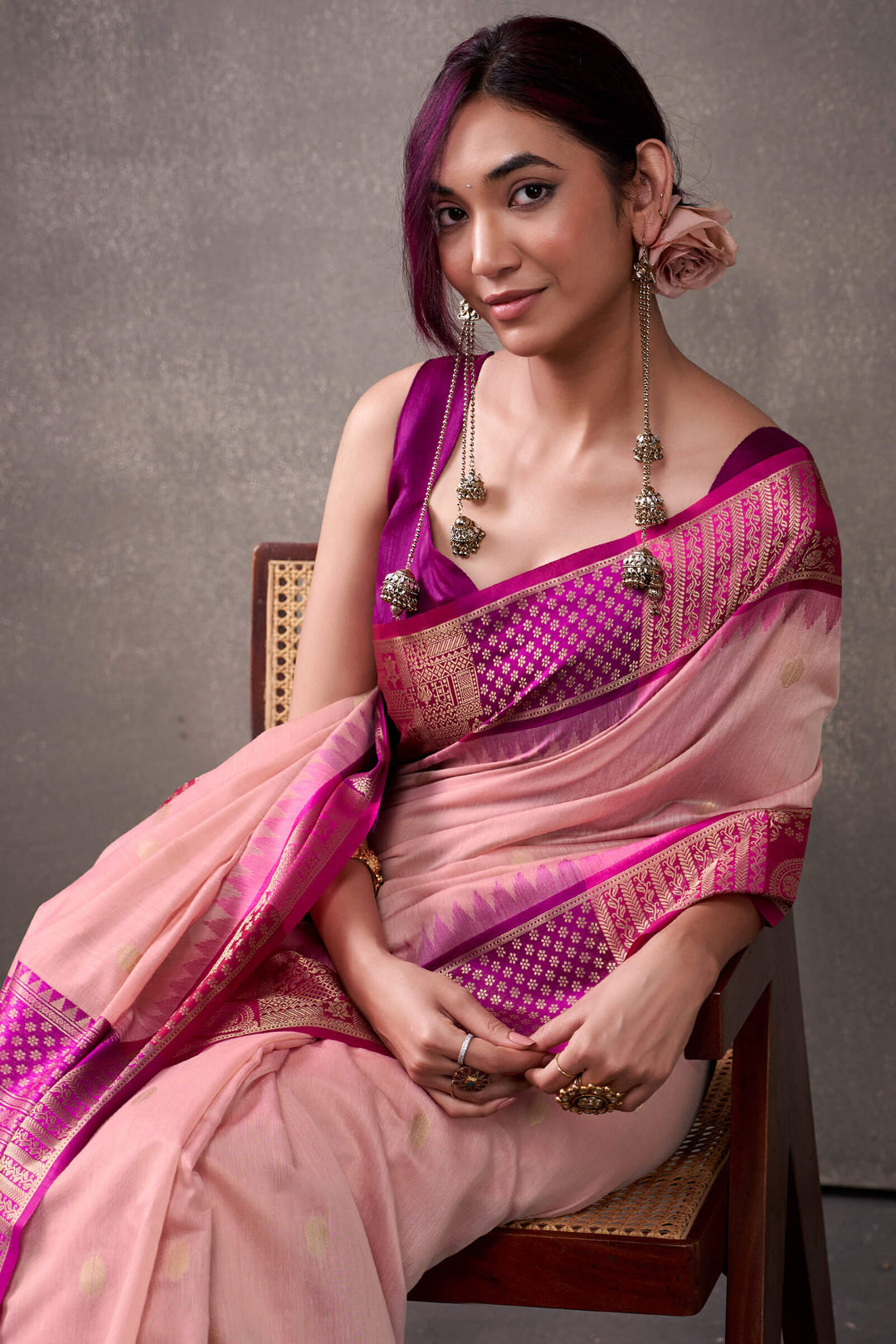 Sea Pink Cotton Modal Silk Saree