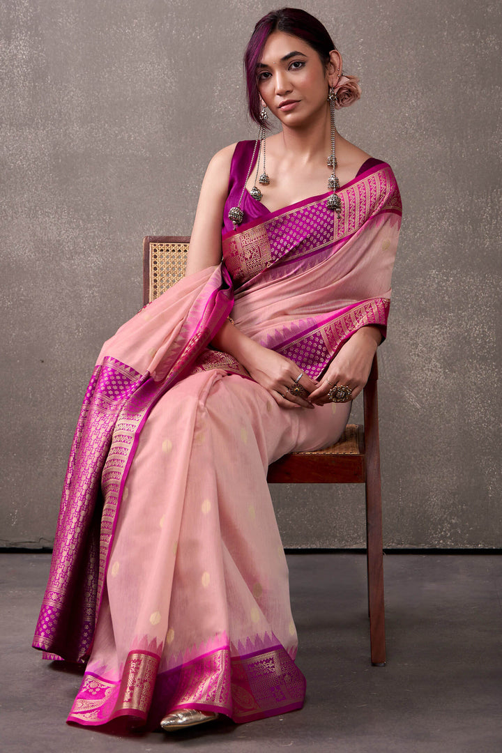 Sea Pink Cotton Modal Silk Saree