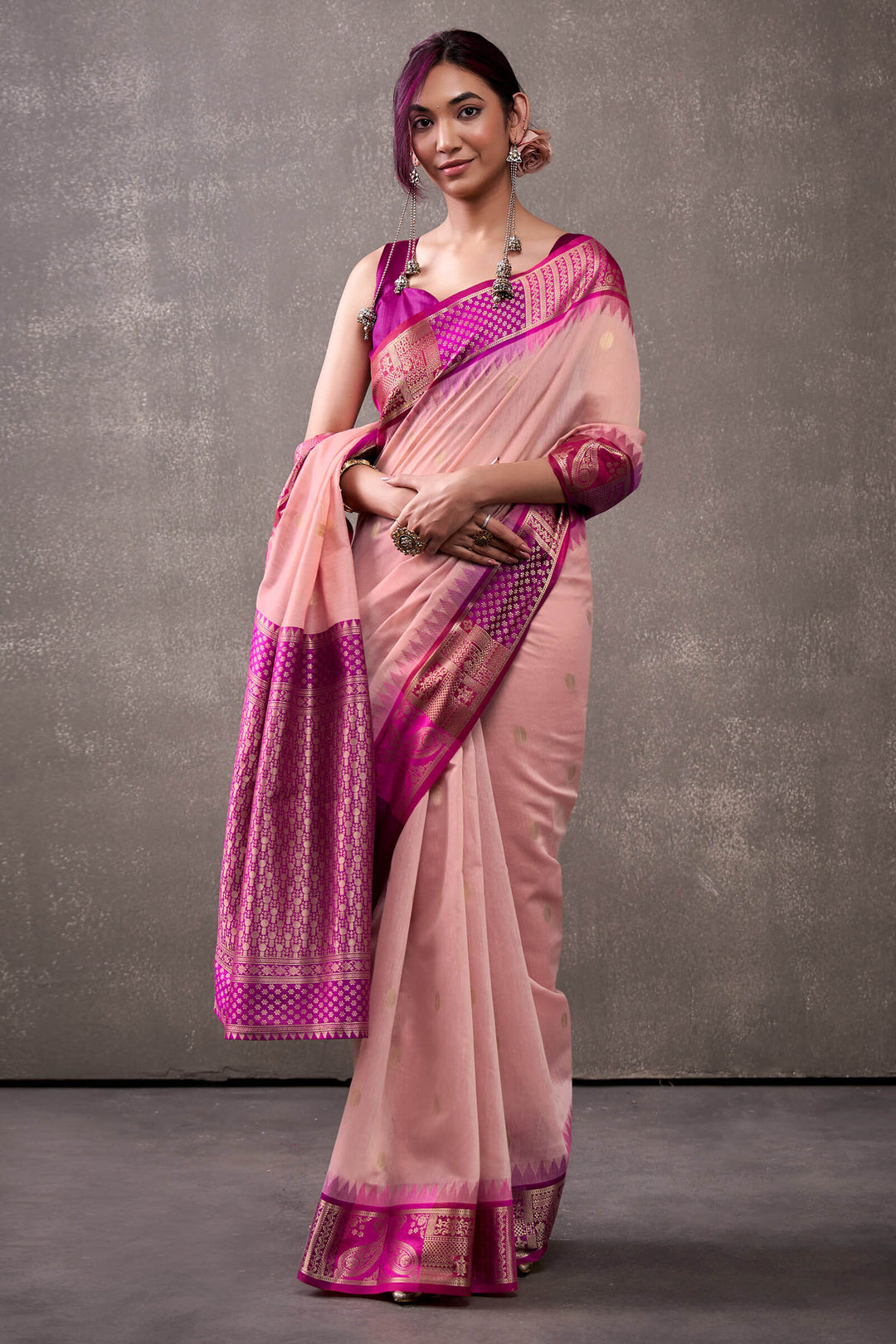 Sea Pink Cotton Modal Silk Saree