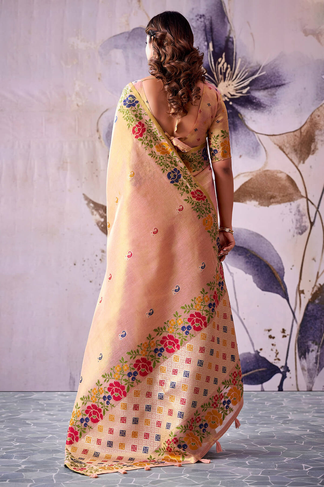 Sea Pink Zari Woven Banarasi Tissue Silk Saree