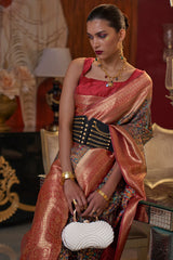 Sepia Black Kashmiri Modal Silk Saree