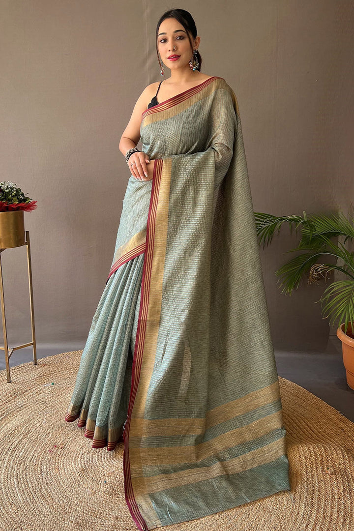 Shadow Green Soft Silk Saree