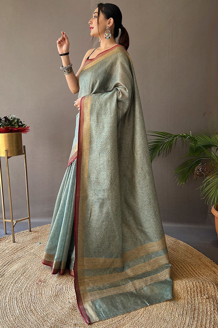 Shadow Green Soft Silk Saree