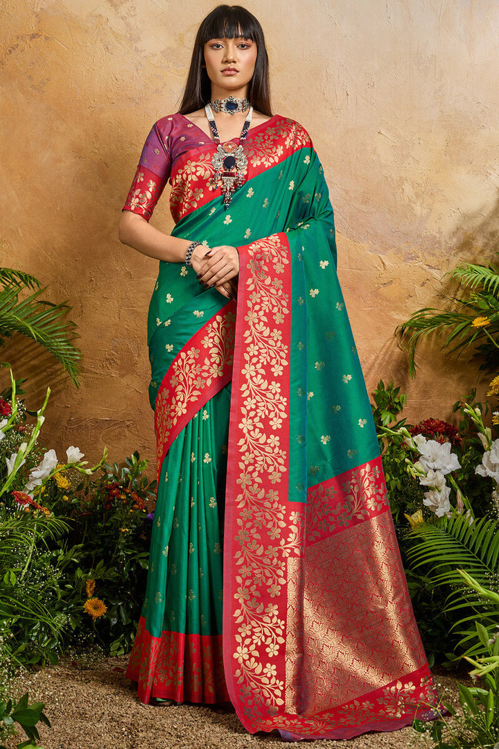 Shamrock Green Banarasi Silk Saree
