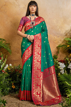 Shamrock Green Banarasi Silk Saree