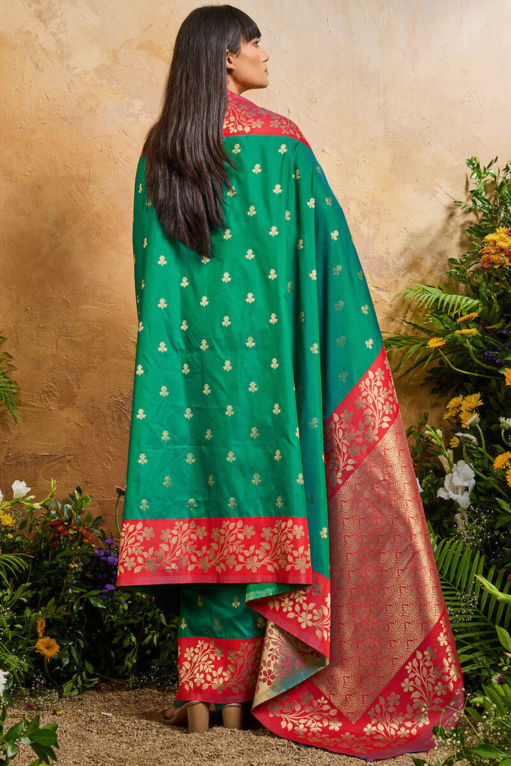Shamrock Green Banarasi Silk Saree