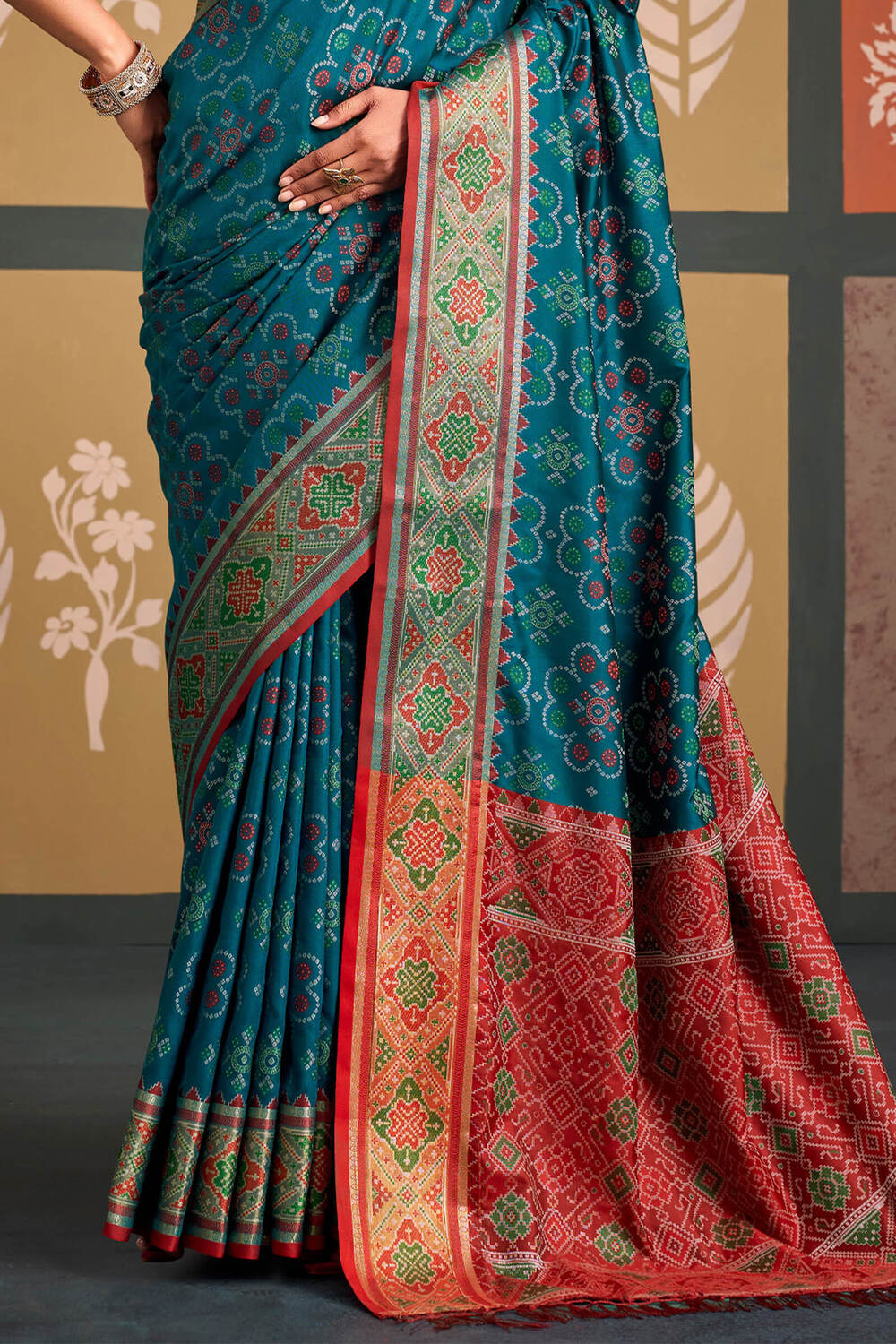 Sherpa Blue Soft Patola Silk Saree