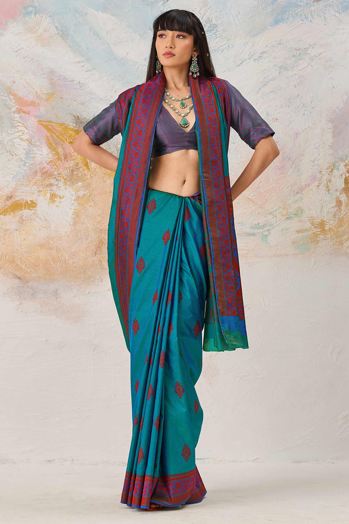 Sherpa Blue Woven Kanjivaram Silk Saree