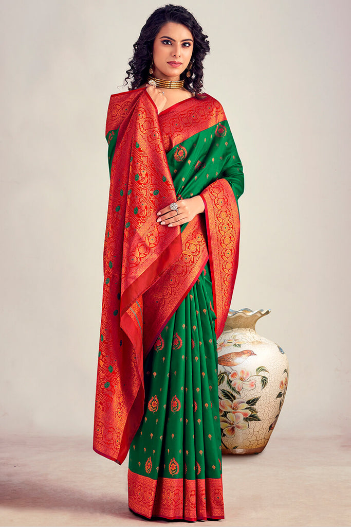 Sherwood Green Soft Banarasi Silk Saree