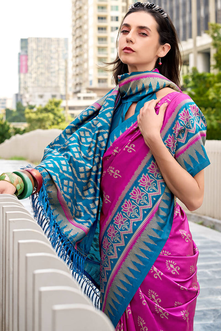 Shocking Pink Soft Banarasi Silk Saree