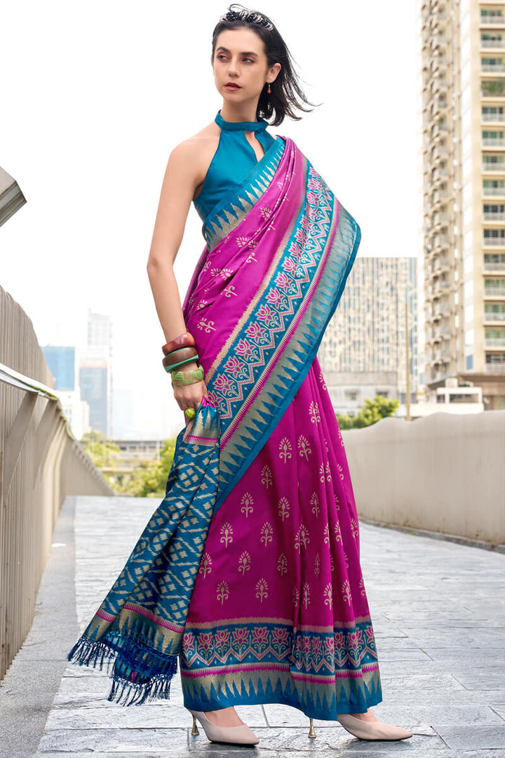 Shocking Pink Soft Banarasi Silk Saree