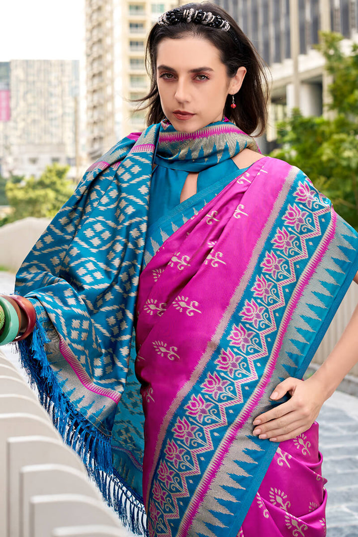 Shocking Pink Soft Banarasi Silk Saree