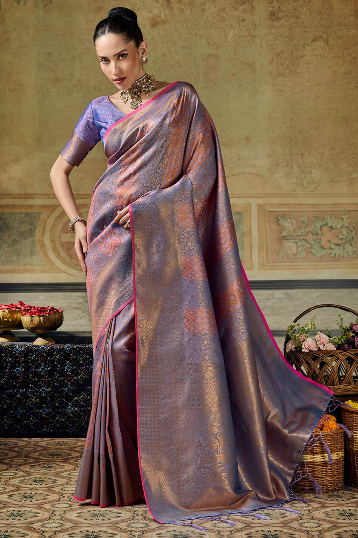 Shuttle Grey Zari Woven Kanjivaram Silk Saree