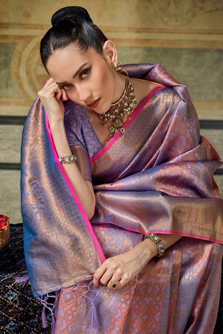 Shuttle Grey Zari Woven Kanjivaram Silk Saree