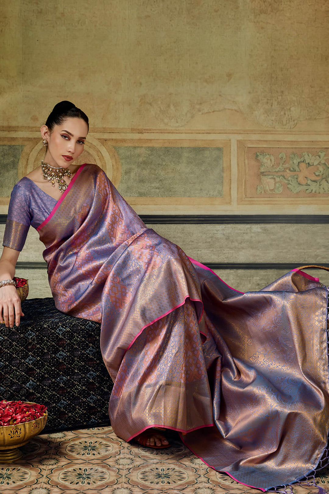 Shuttle Grey Zari Woven Kanjivaram Silk Saree