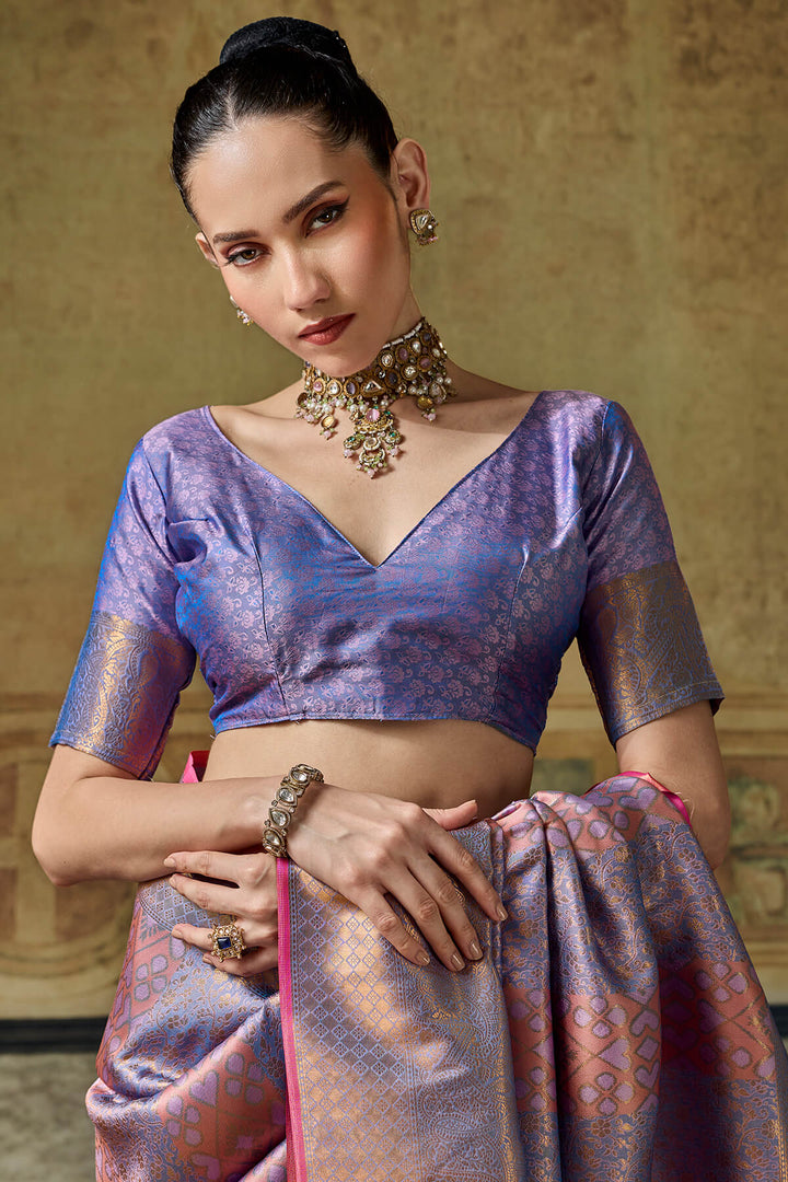 Shuttle Grey Zari Woven Kanjivaram Silk Saree