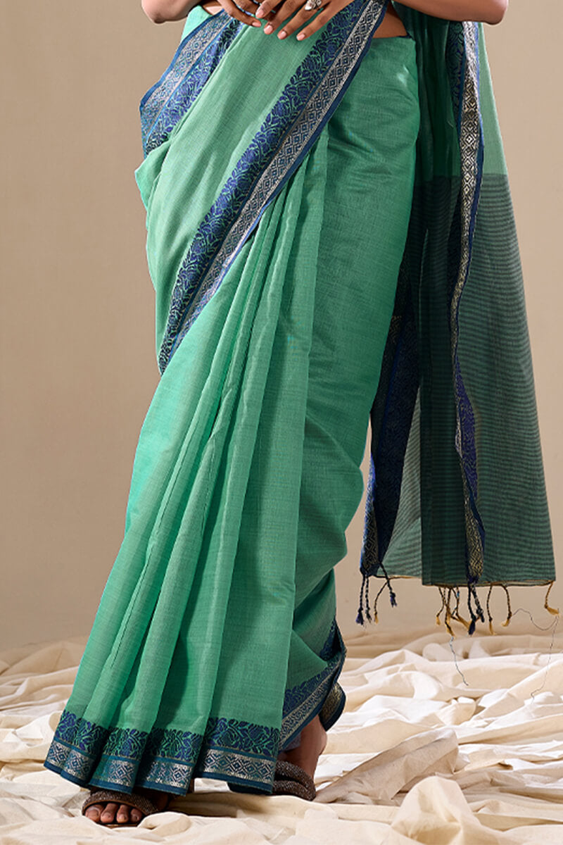 Slate Green Handloom Cotton Saree