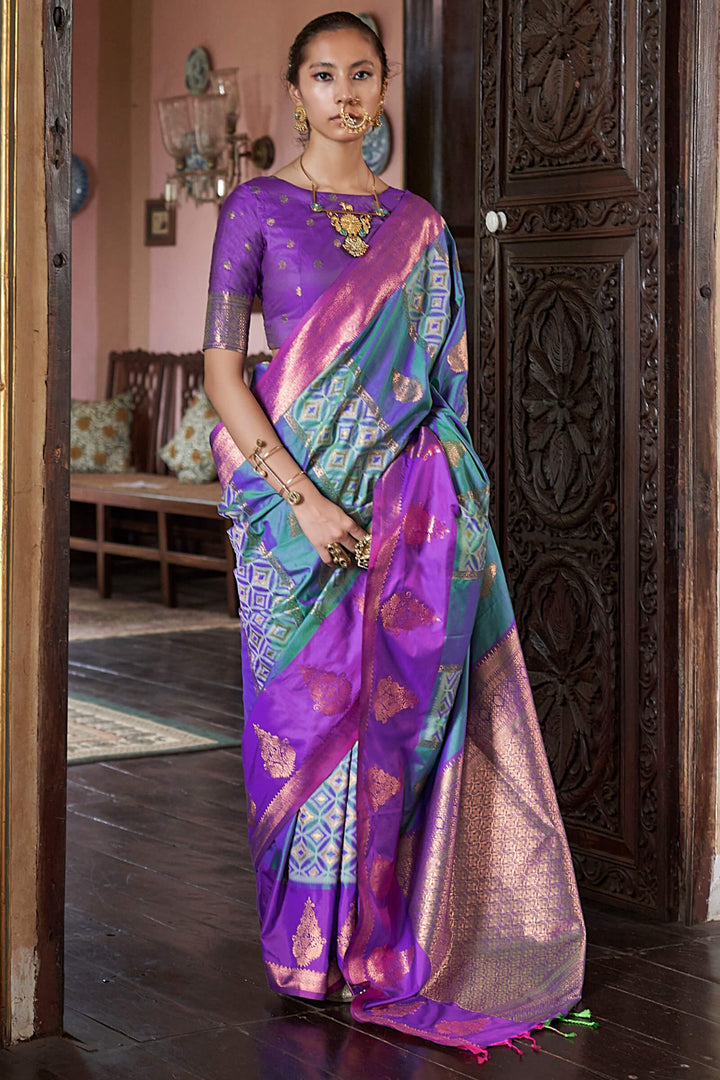 Smalt Blue Banarasi Silk Saree