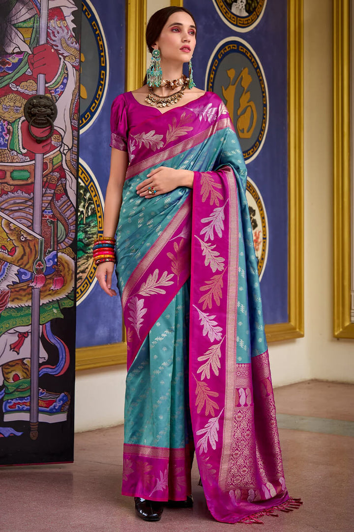 Smalt Blue Soft Banarasi Silk Saree