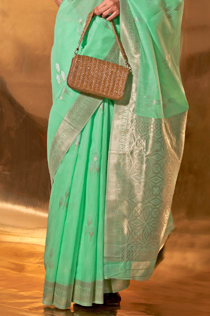 Soft Green Linen Silk Saree