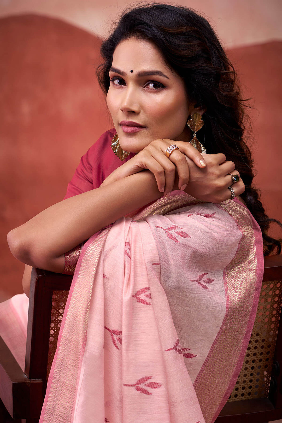 Soft Pink Modal Cotton Silk Saree
