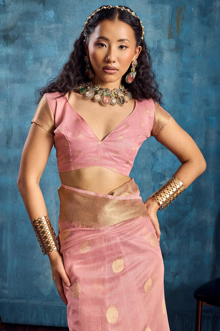 Soft Pink Paithani Tissue Silk Saree