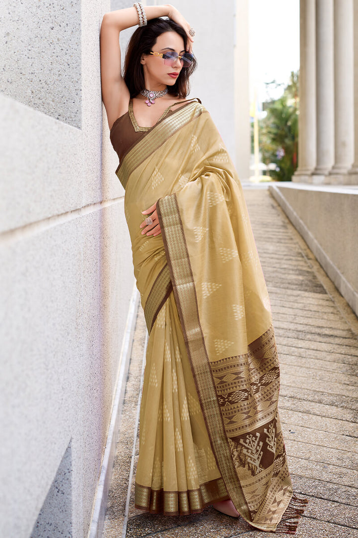 Sorrell Brown Banarasi Soft Silk Saree