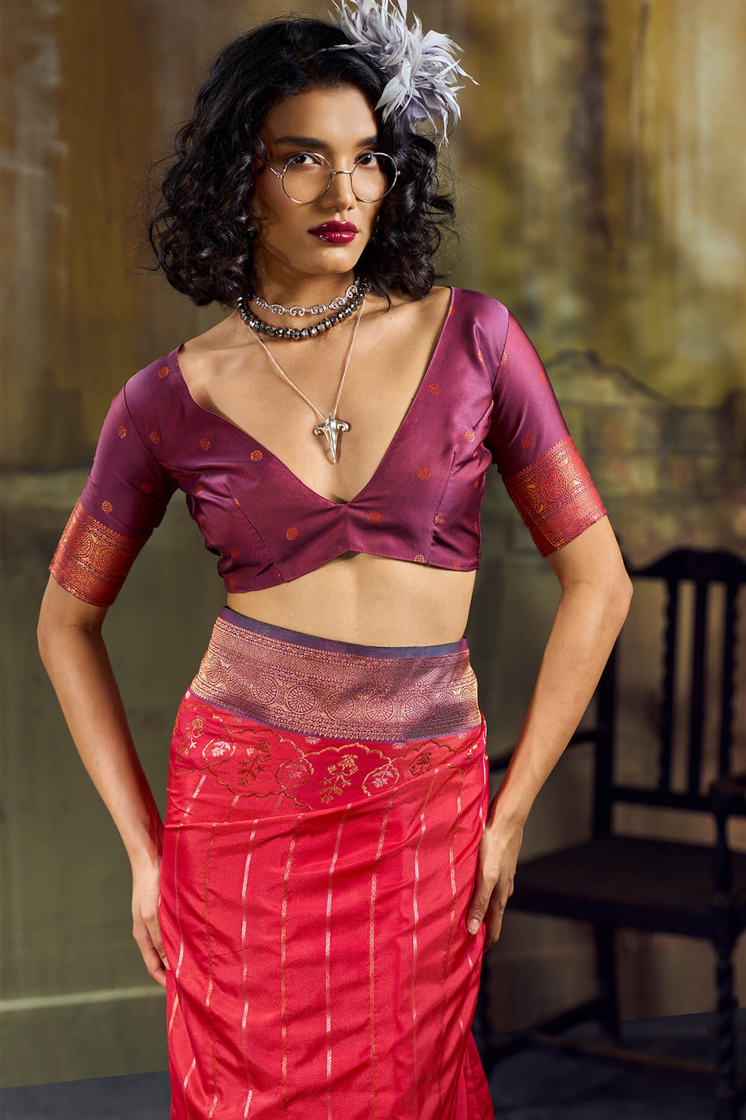 Strawberry Pink Soft Pochampally Silk Saree