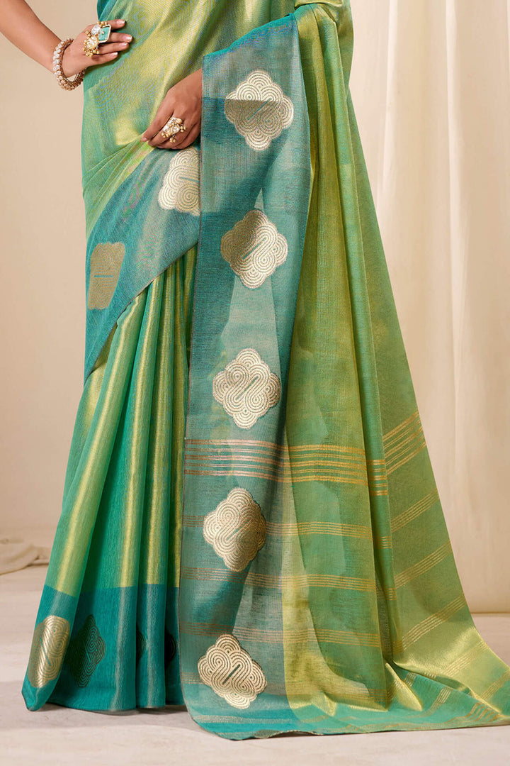 Summer Green Banarasi Tissue Silk Saree