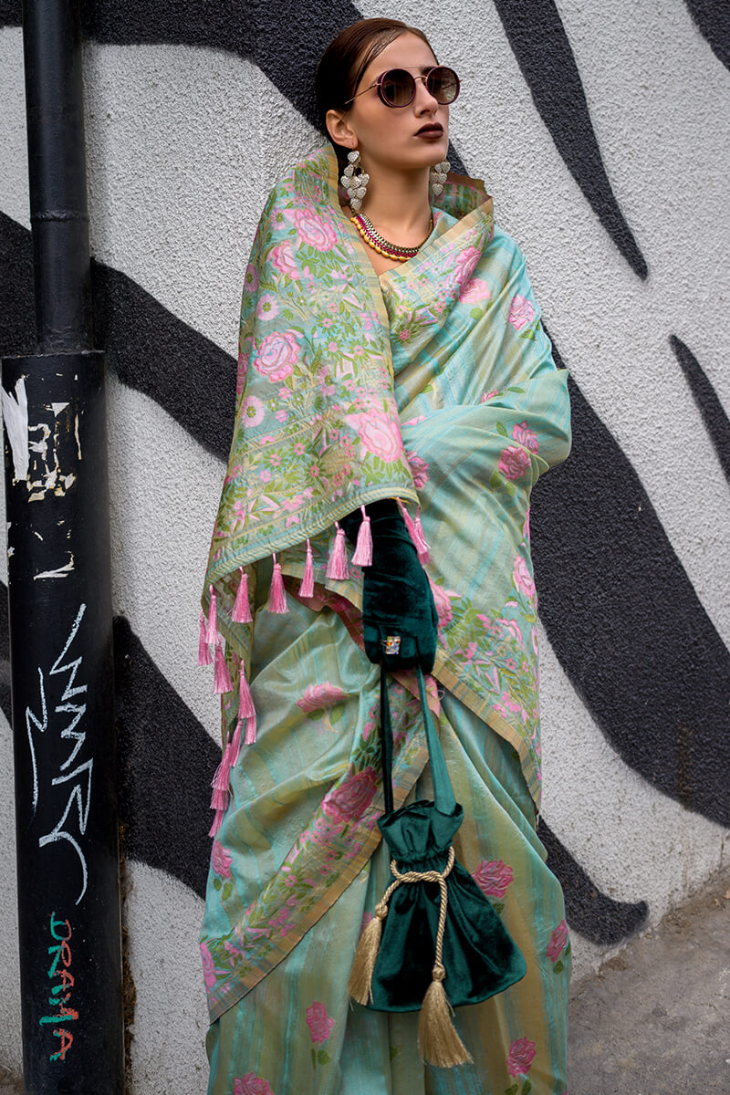 Summer Green Parsi Woven Banarasi Silk Saree