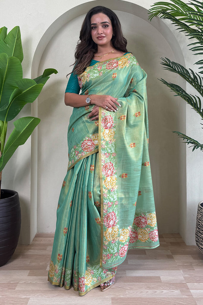 Summer Green Tissue Silk Saree