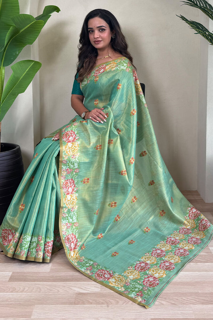 Summer Green Tissue Silk Saree